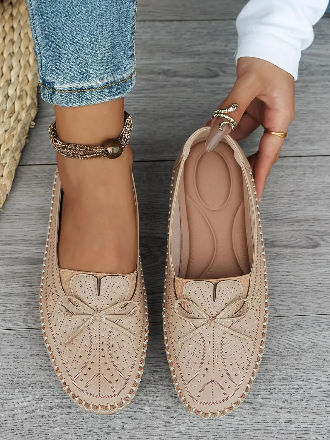 Women's Loafers Comfortable Dressy Slip-on Business Casual Work Shoes Bow-Knot Office Driving Round Toe Flats Loafers