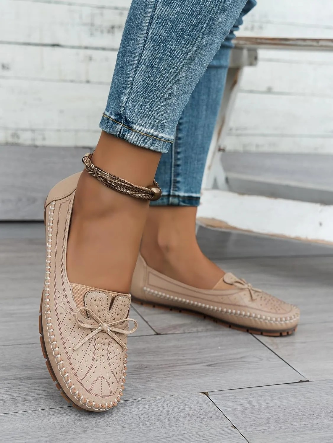 Women's Loafers Comfortable Dressy Slip-on Business Casual Work Shoes Bow-Knot Office Driving Round Toe Flats Loafers