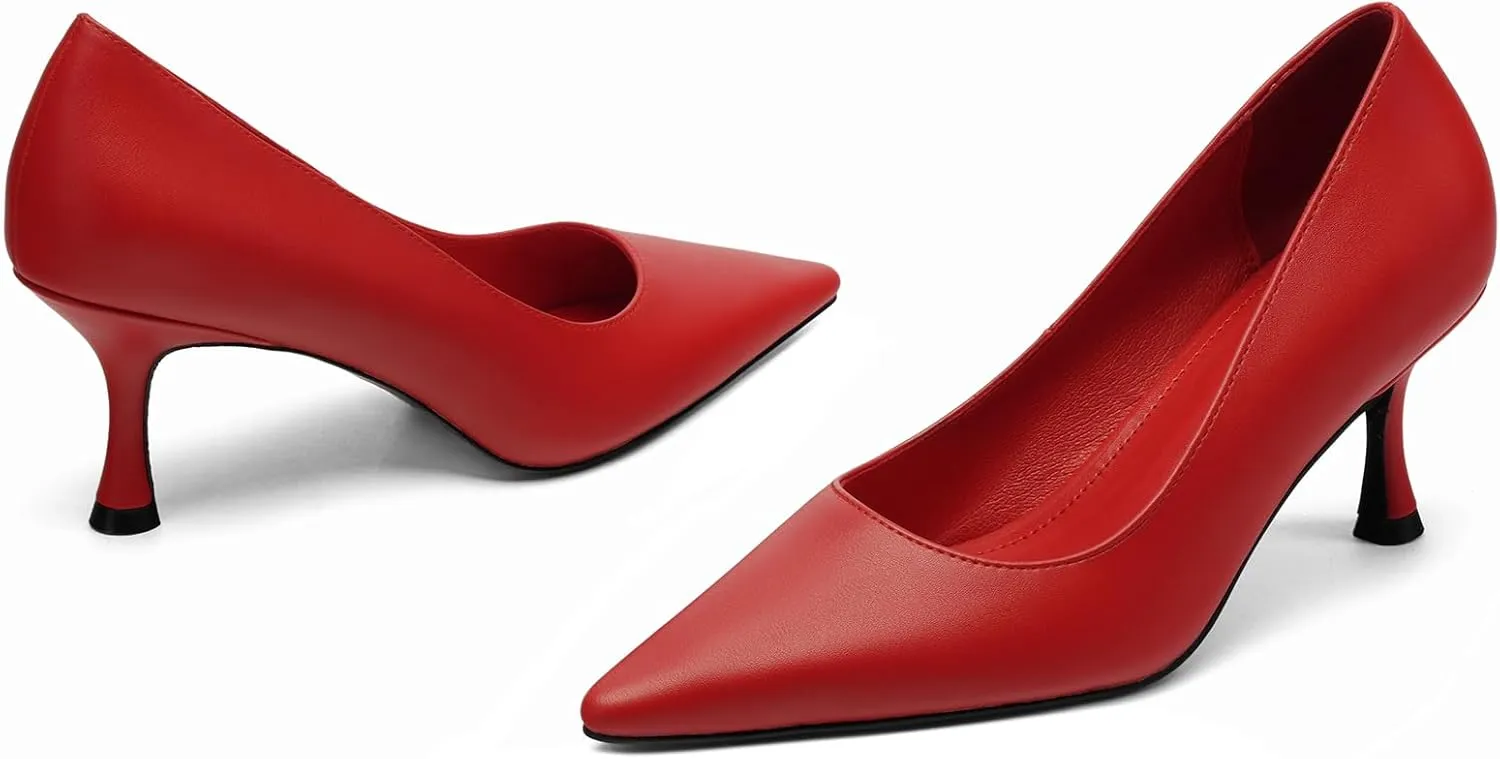 Women's Low Heel Pointed Toe Kitten Heel Daily Shallow Mouth Shoes on Stilettos Fine High Heels Party Wedding Prom Work Formal Dress Shoes Office Event Comfort Heels