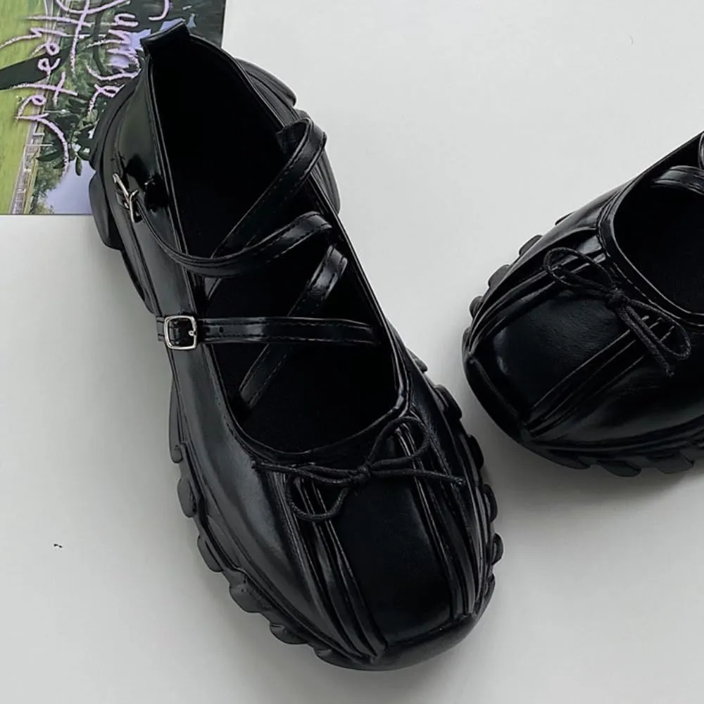 Women's Mary Jane Shoes Chunky Heel with Bow Breathable Comfortable Height Increase for Casual Workouts Everyday Wear