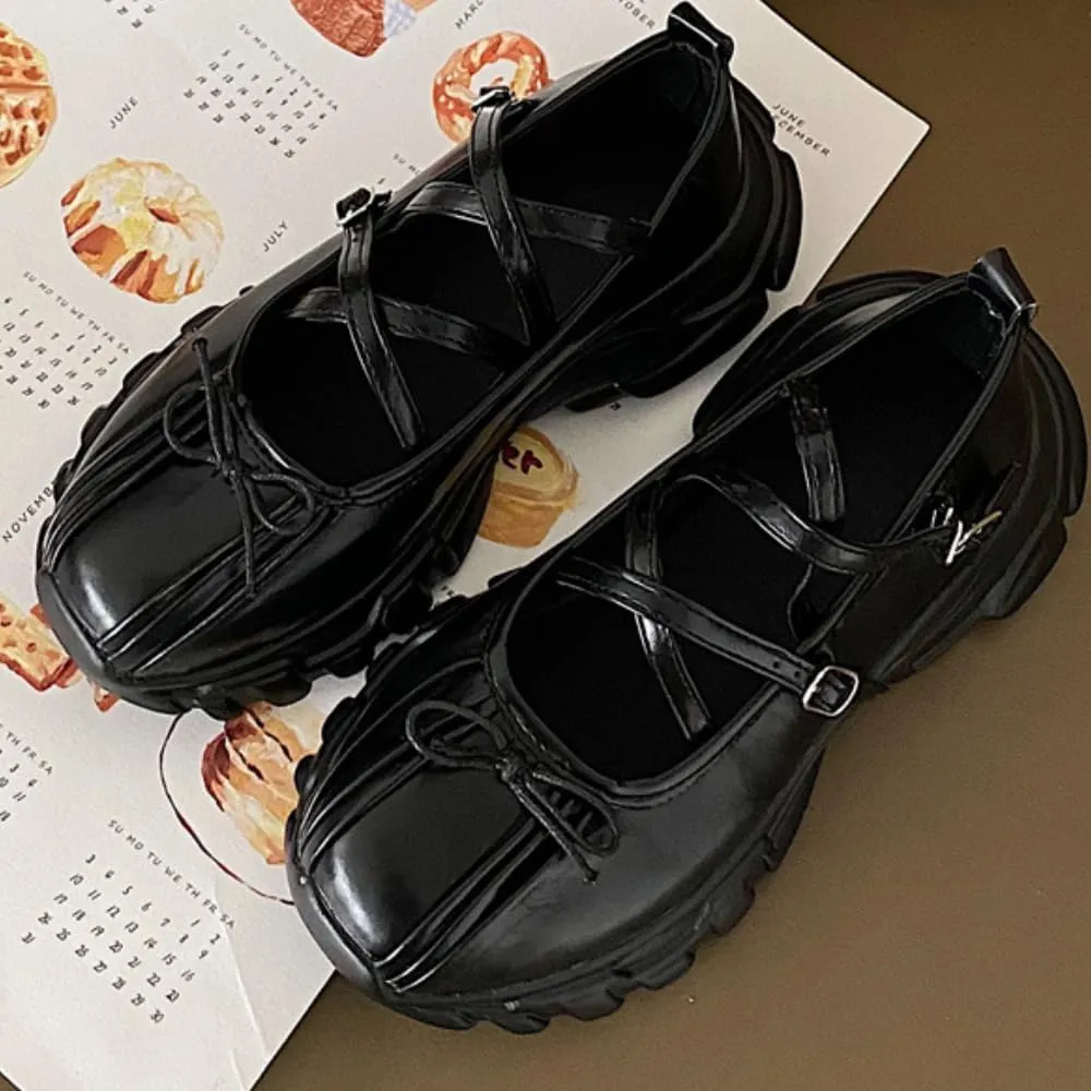 Women's Mary Jane Shoes Chunky Heel with Bow Breathable Comfortable Height Increase for Casual Workouts Everyday Wear