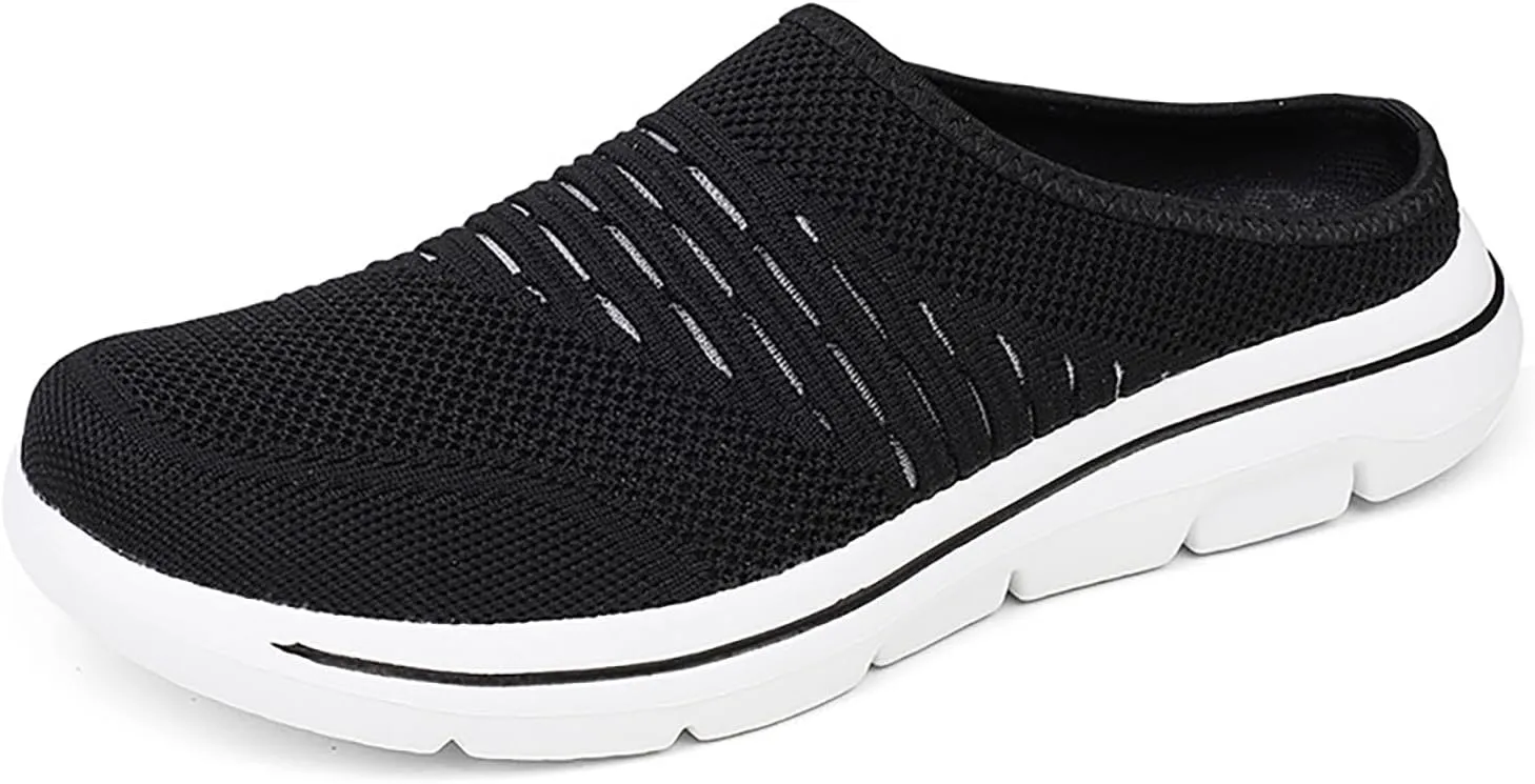 Women's mesh Breathable Soft Sole Mules Fashion Knitted Backless Slip on Lightweight Walking Shoes Casual Comfortable Outdoor Sports Wedge Mule