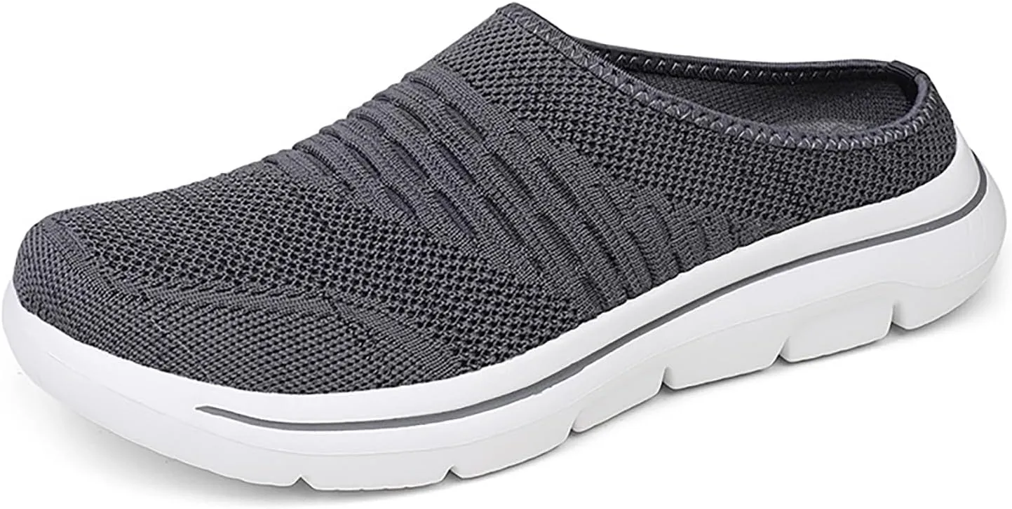 Women's mesh Breathable Soft Sole Mules Fashion Knitted Backless Slip on Lightweight Walking Shoes Casual Comfortable Outdoor Sports Wedge Mule