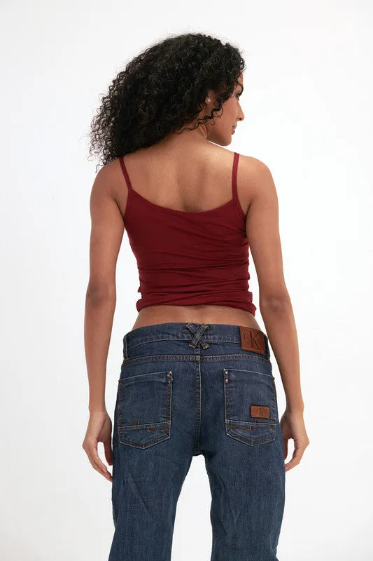 Women's Microfiber Spaghetti Strap Top - Burgundy