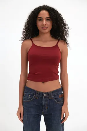 Women's Microfiber Spaghetti Strap Top - Burgundy