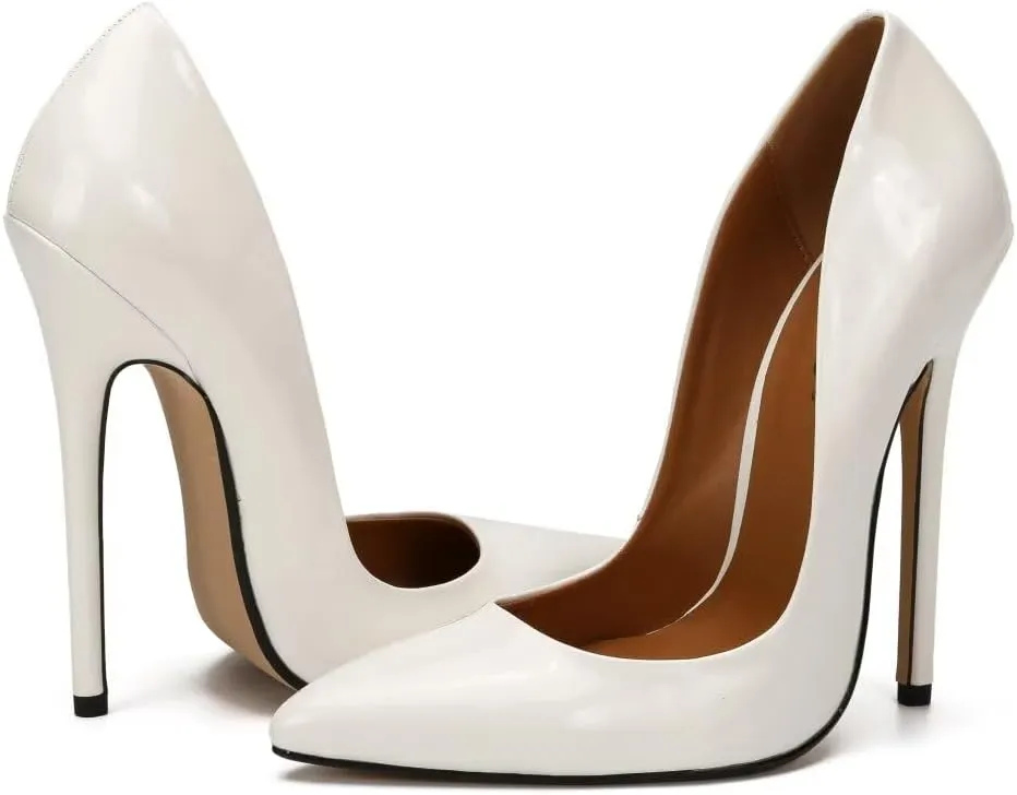Women's Pumps High Heels 5.7 inch, Classic Sexy Pointed Toe Black Stiletto Heels Dress Wedding Party Office Shoes Slip On Plus Size