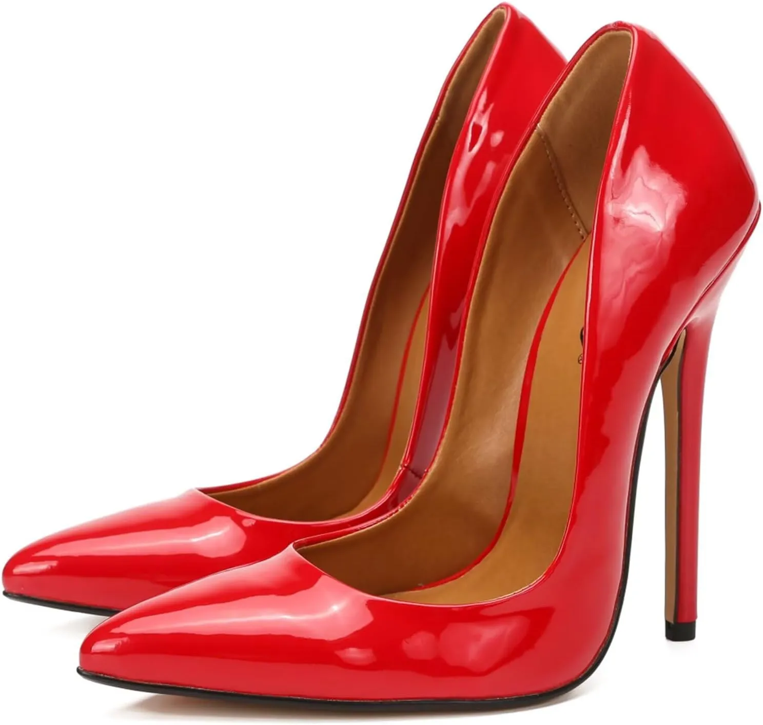 Women's Pumps High Heels 5.7 inch, Classic Sexy Pointed Toe Black Stiletto Heels Dress Wedding Party Office Shoes Slip On Plus Size