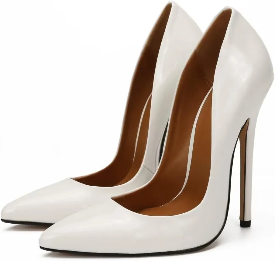 Women's Pumps High Heels 5.7 inch, Classic Sexy Pointed Toe Black Stiletto Heels Dress Wedding Party Office Shoes Slip On Plus Size