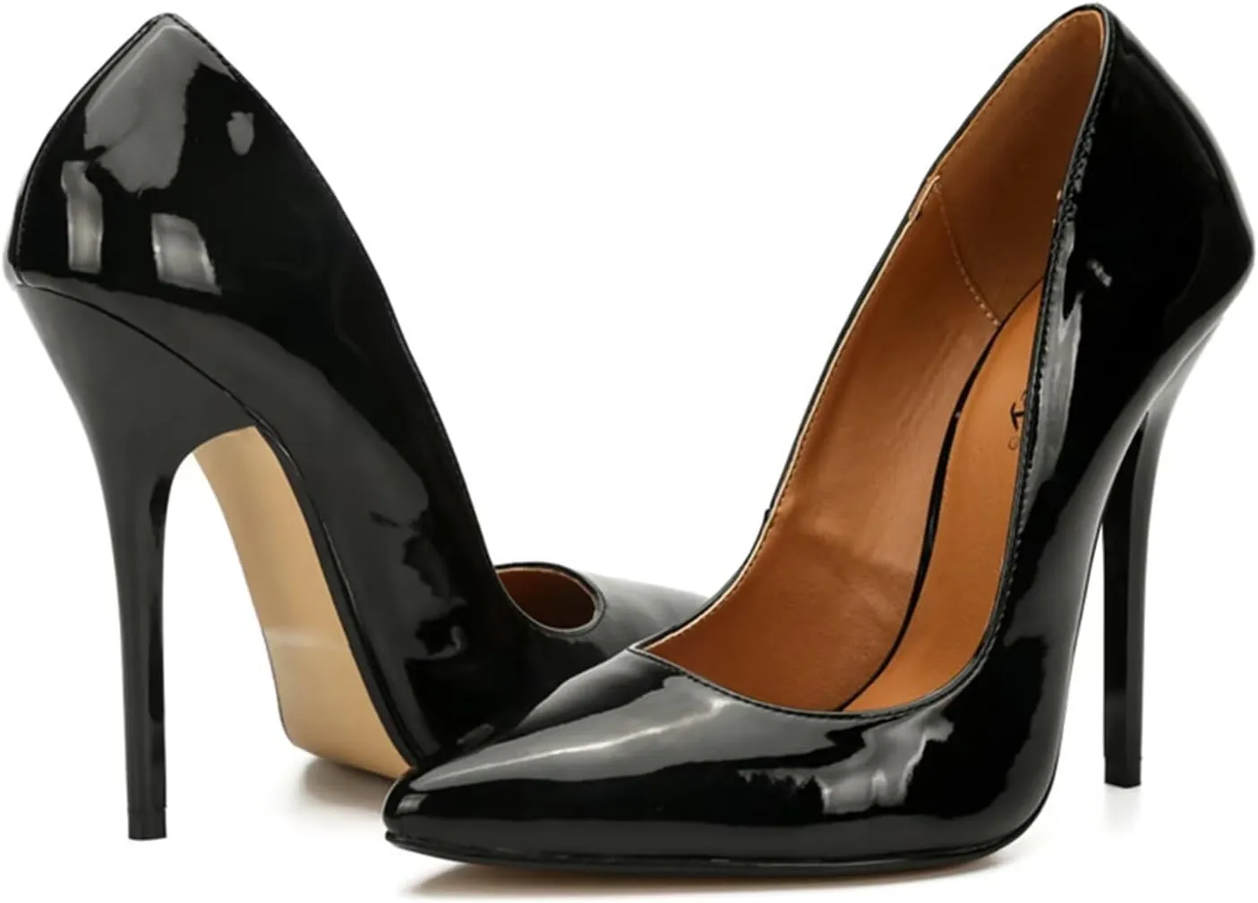 Women's Pumps High Heels 5.7 inch, Classic Sexy Pointed Toe Black Stiletto Heels Dress Wedding Party Office Shoes Slip On Plus Size