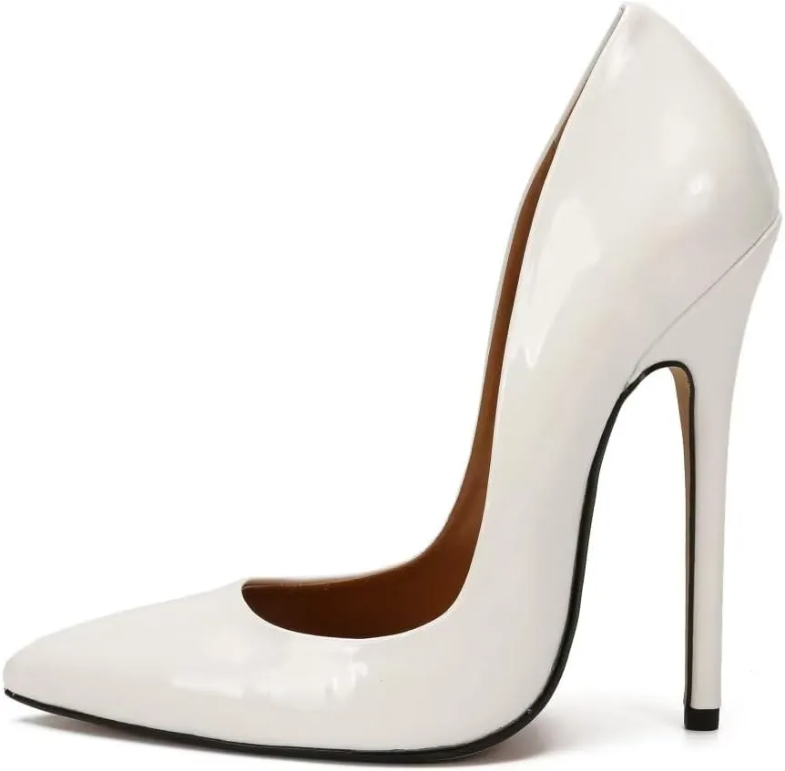 Women's Pumps High Heels 5.7 inch, Classic Sexy Pointed Toe Black Stiletto Heels Dress Wedding Party Office Shoes Slip On Plus Size