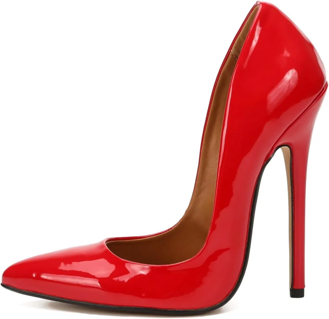 Women's Pumps High Heels 5.7 inch, Classic Sexy Pointed Toe Black Stiletto Heels Dress Wedding Party Office Shoes Slip On Plus Size