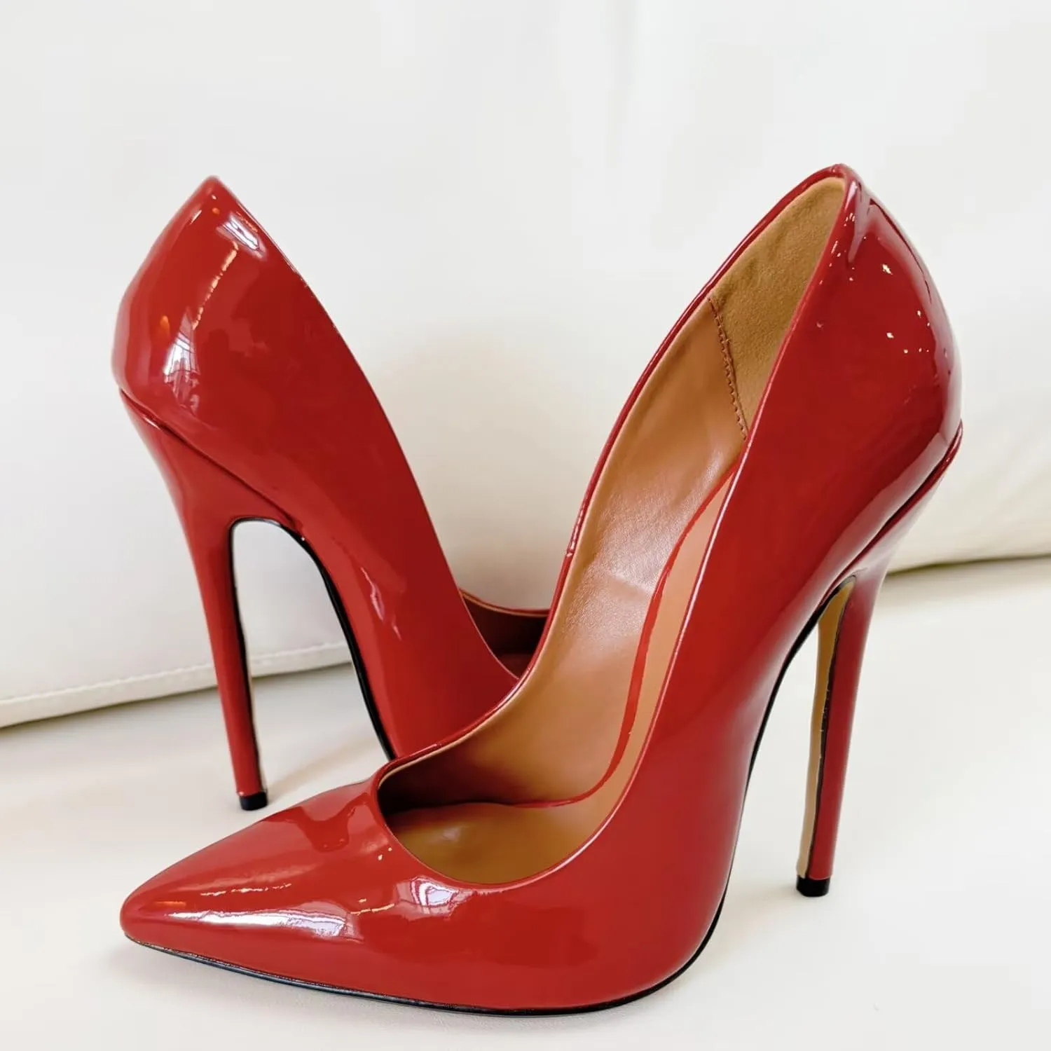 Women's Pumps High Heels 5.7 inch, Classic Sexy Pointed Toe Black Stiletto Heels Dress Wedding Party Office Shoes Slip On Plus Size