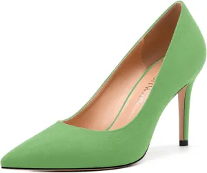 Womens Pumps Pointed Toe Stiletto High Heels Fashion Solid Suede Slip On Shoes for Women