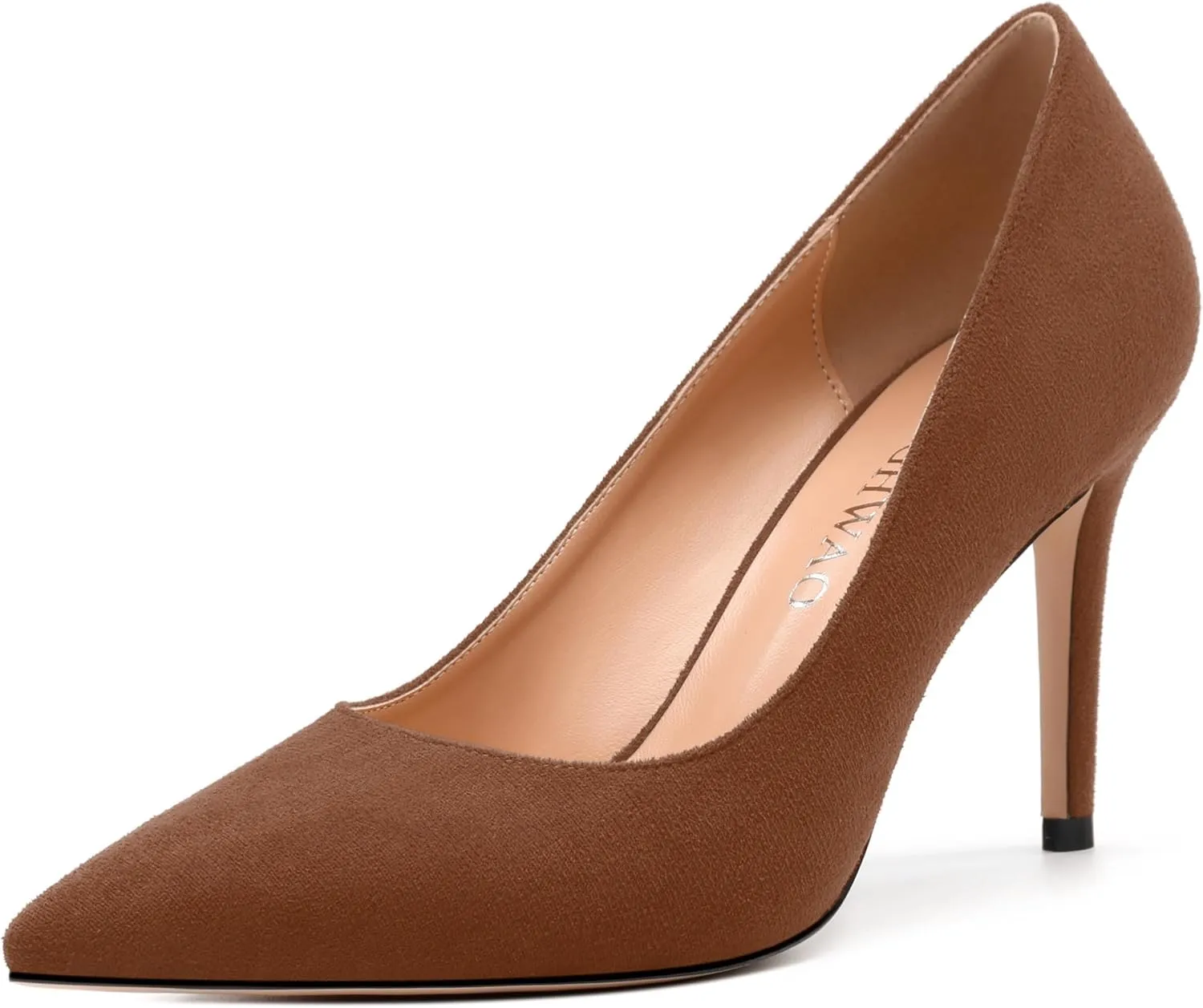 Womens Pumps Pointed Toe Stiletto High Heels Fashion Solid Suede Slip On Shoes for Women