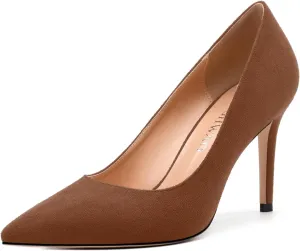 Womens Pumps Pointed Toe Stiletto High Heels Fashion Solid Suede Slip On Shoes for Women