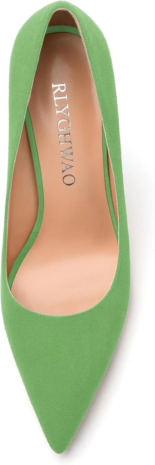 Womens Pumps Pointed Toe Stiletto High Heels Fashion Solid Suede Slip On Shoes for Women