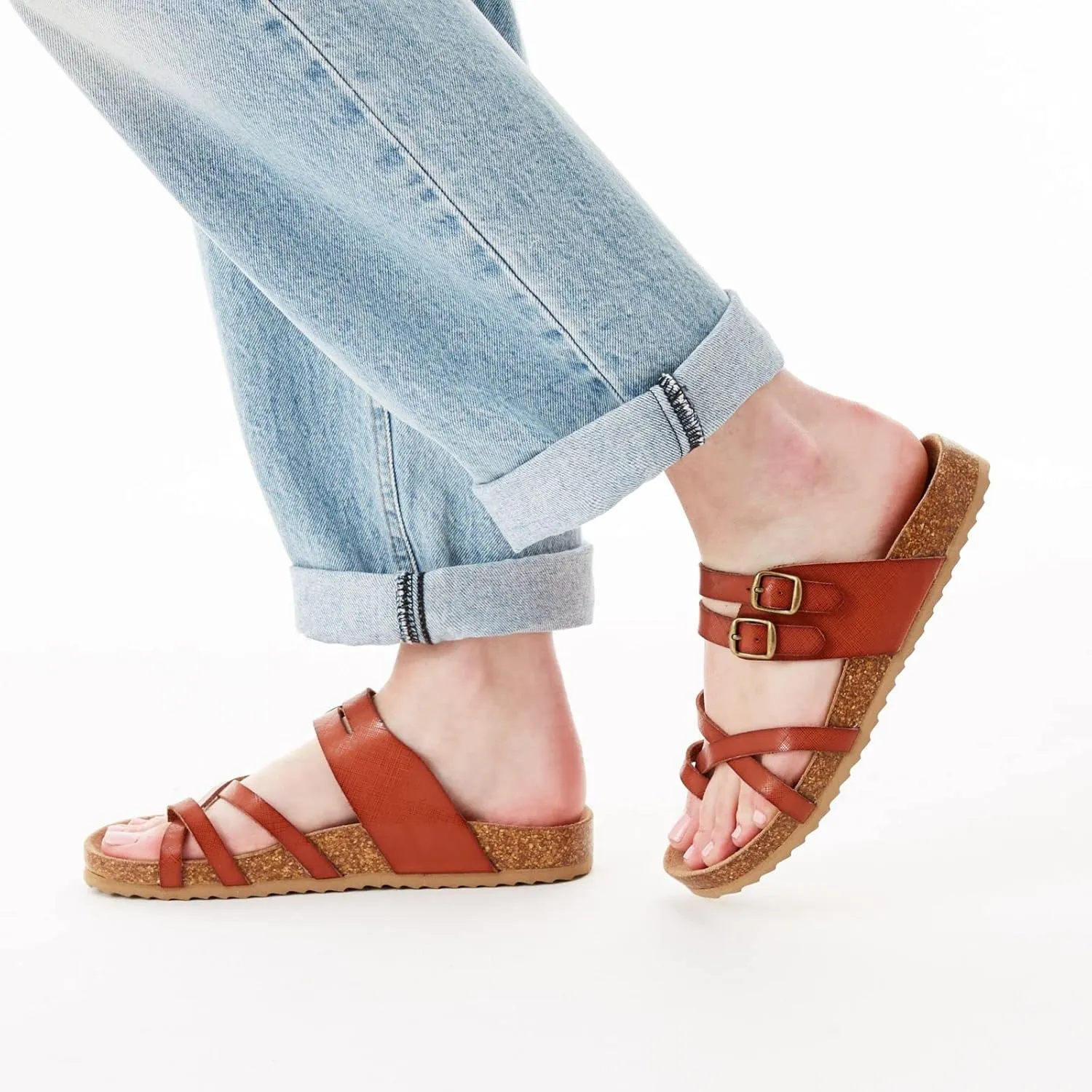 Women's Sami - Casual Faux Cork Footbed Comfort Slip On Sandals