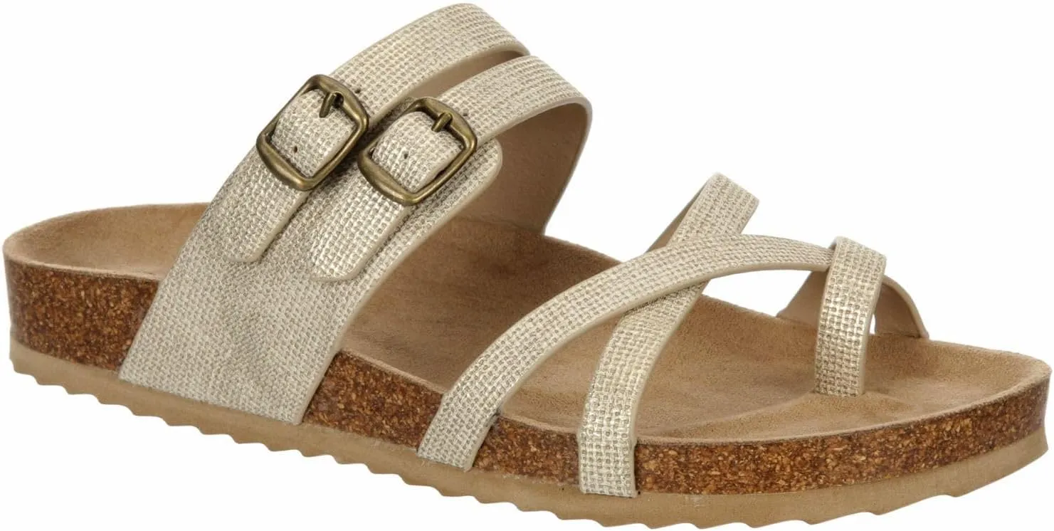 Women's Sami - Casual Faux Cork Footbed Comfort Slip On Sandals