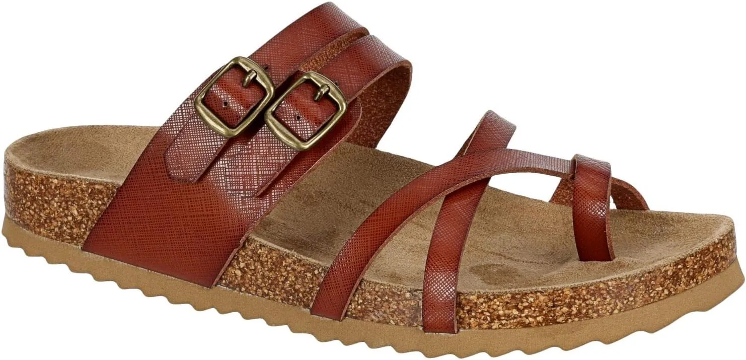 Women's Sami - Casual Faux Cork Footbed Comfort Slip On Sandals