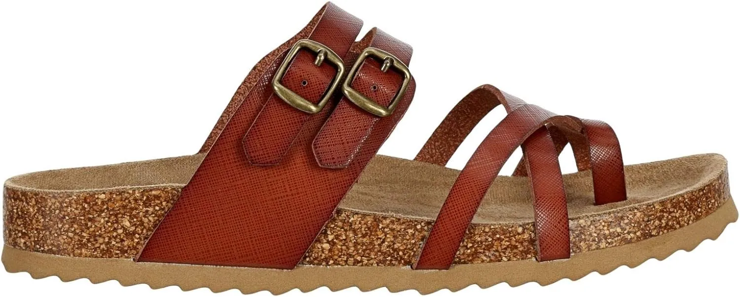 Women's Sami - Casual Faux Cork Footbed Comfort Slip On Sandals