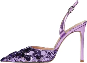 Women's Single Strap Sandals, Sequined Pointed Toe Thin Heel Luxury