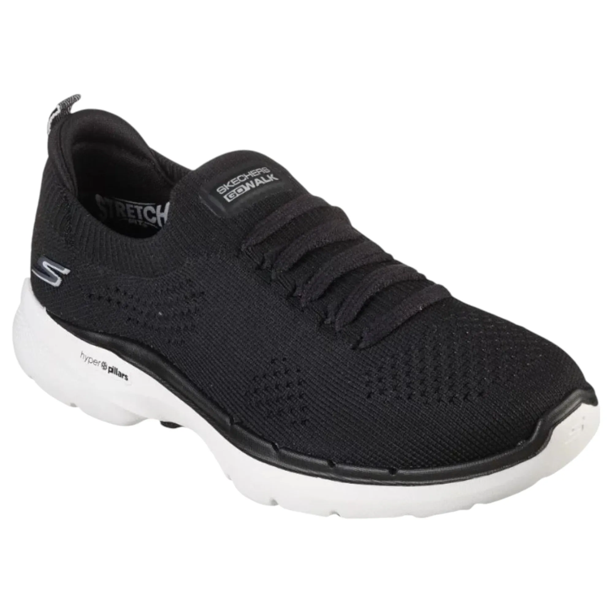 Womens Skechers Go Walk 6  - Fun Waves Black/White Walking Shoes
