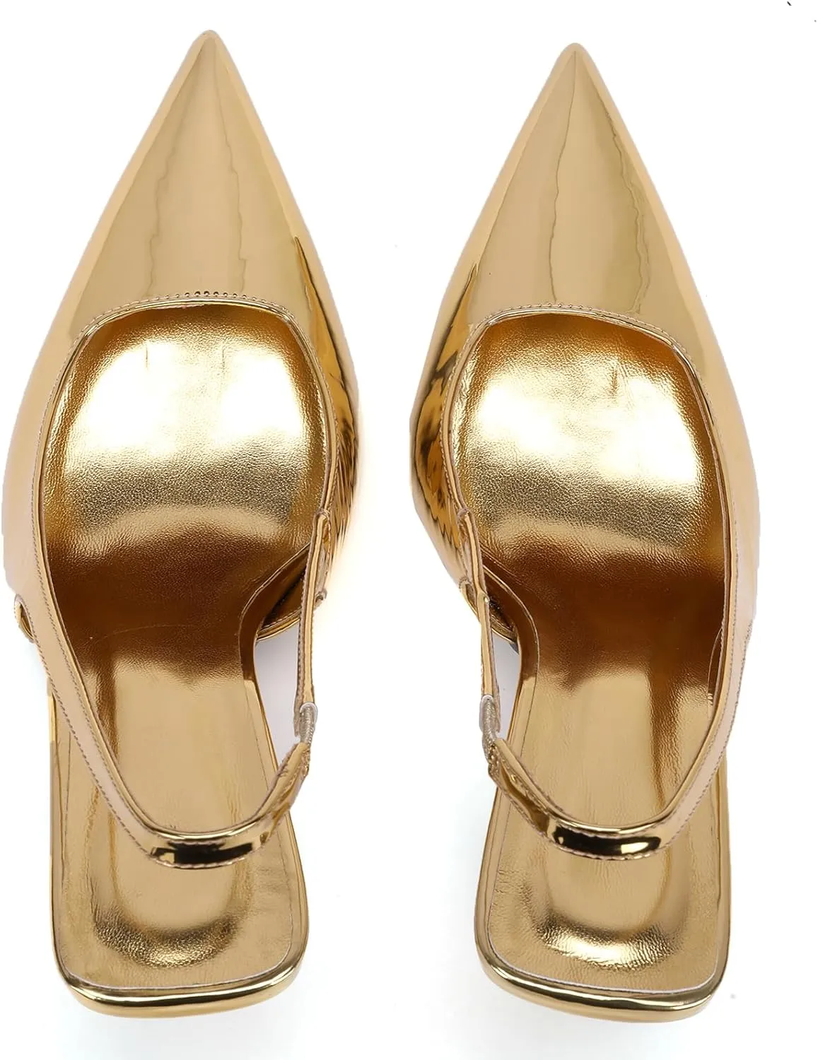 Women's Slingback Stiletto Heels Stretch Strap Slip On Pumps Shoes Pointed Toe Backless Patent Leather Dress High Heels