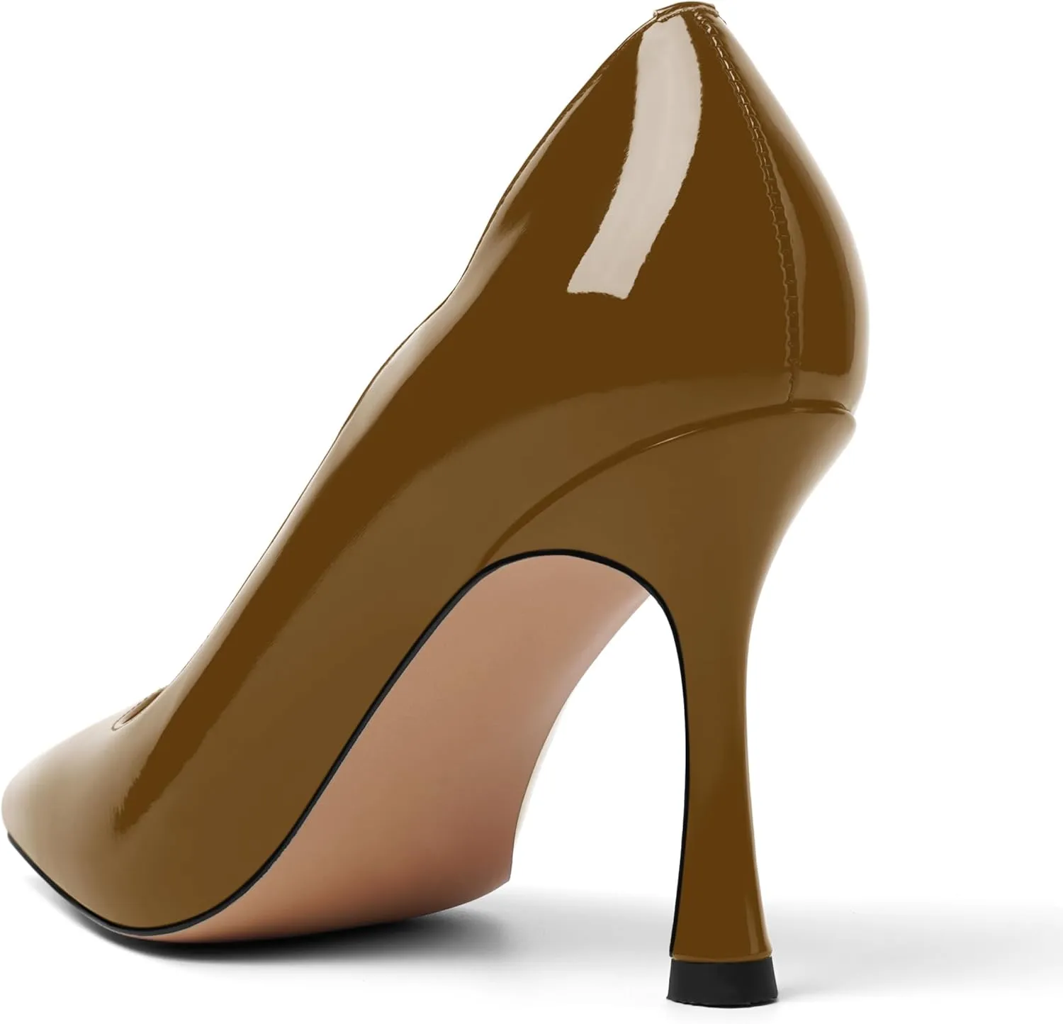 Womens Slip On Wedding Dress Pointed Toe Patent Stiletto High Heel Pumps Shoes 3.3 Inch