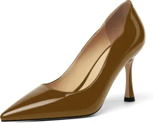 Womens Slip On Wedding Dress Pointed Toe Patent Stiletto High Heel Pumps Shoes 3.3 Inch