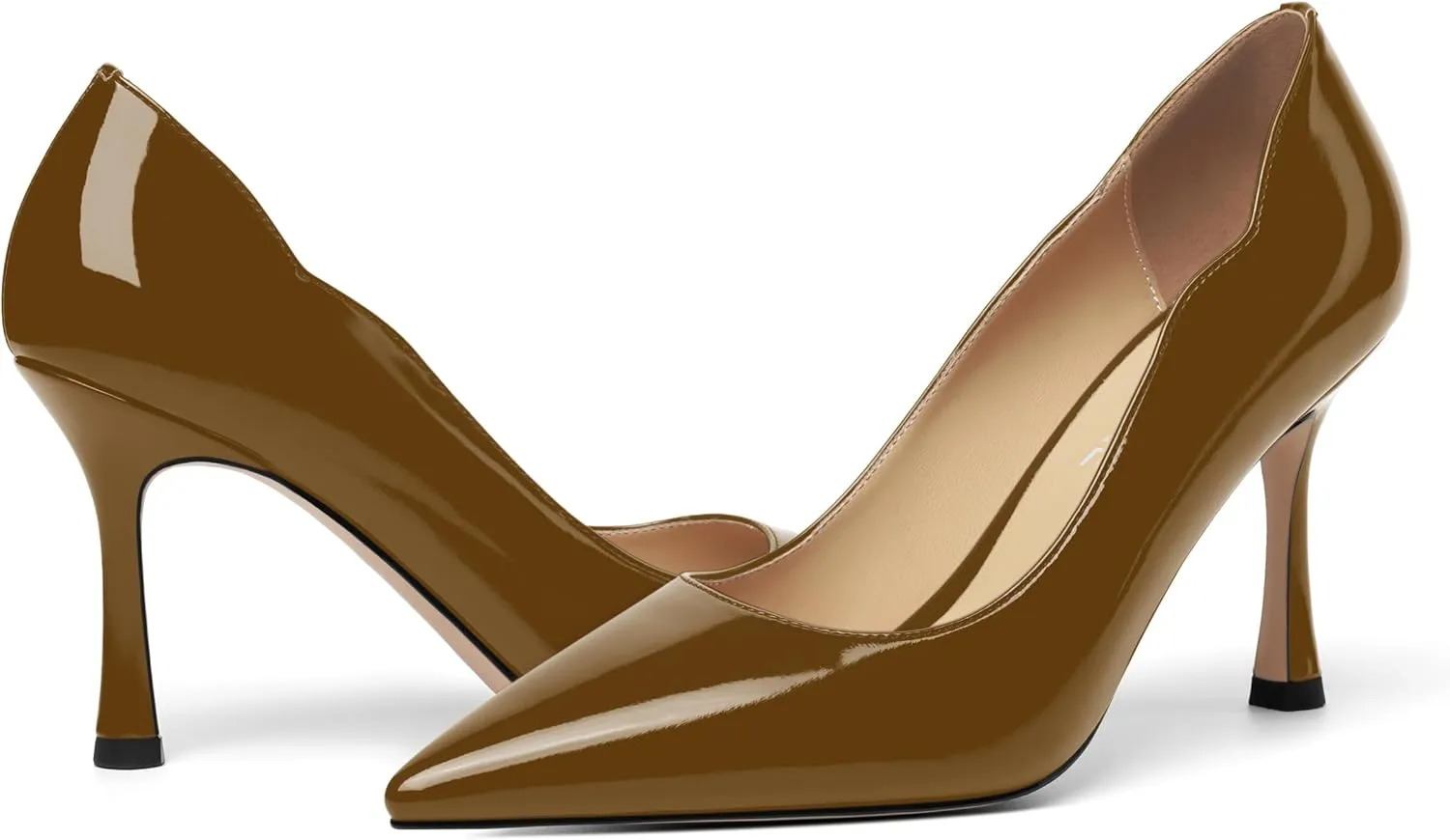 Womens Slip On Wedding Dress Pointed Toe Patent Stiletto High Heel Pumps Shoes 3.3 Inch