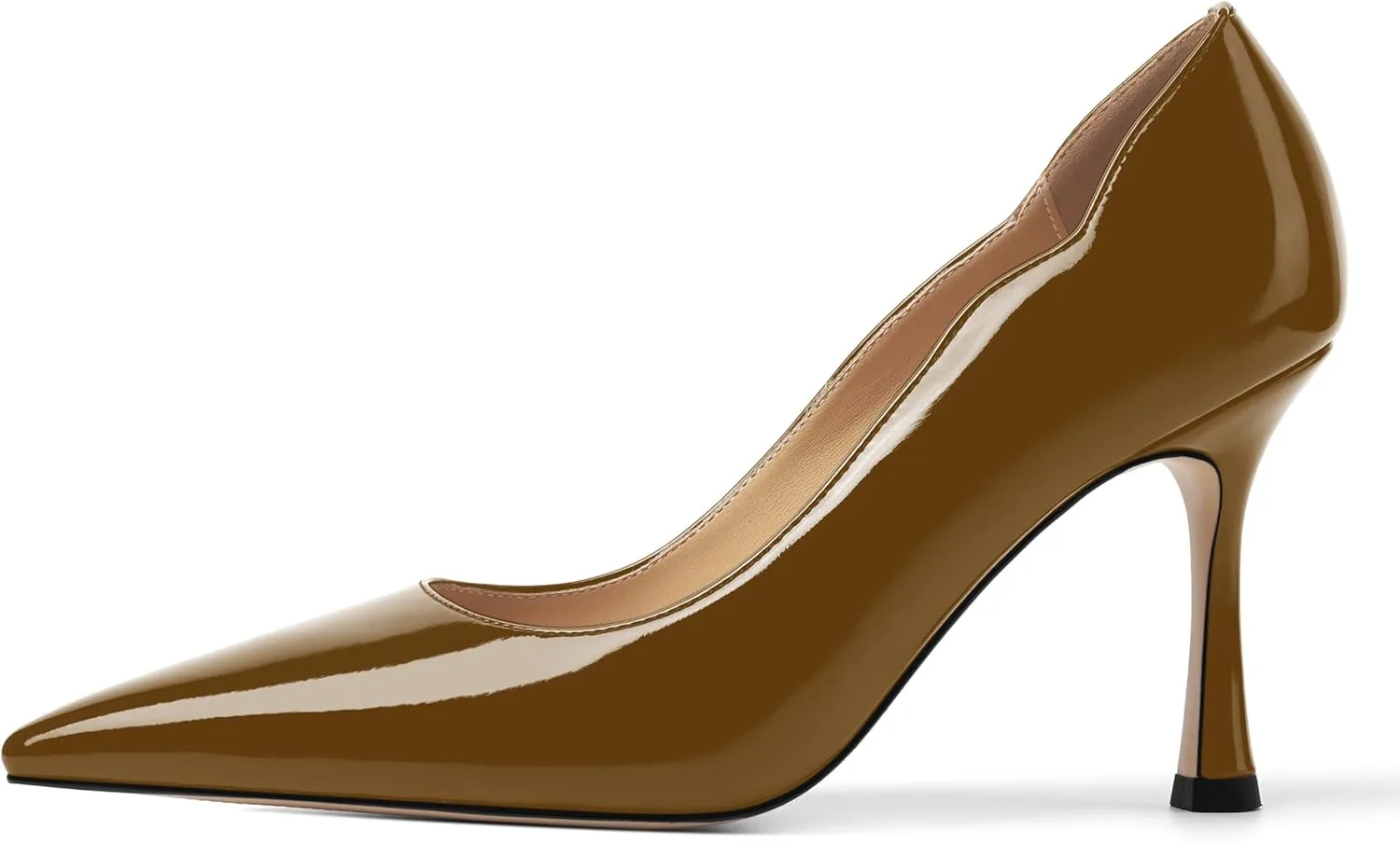 Womens Slip On Wedding Dress Pointed Toe Patent Stiletto High Heel Pumps Shoes 3.3 Inch
