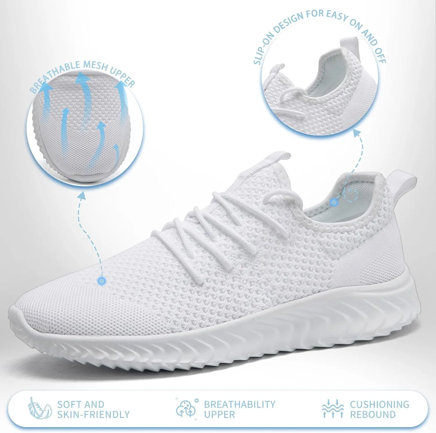 Women's Tennis Running Shoes Lightweight Slip On Walking Shoes Breathable Athletic Sport Gym Workout Jogging Fitness Sneaker