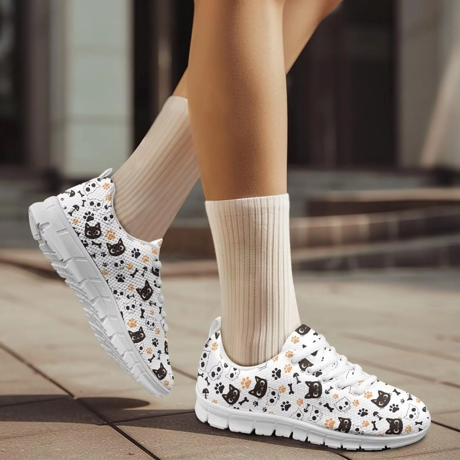 Women's Tennis Workout Sneakers Outdoor Walking Non-Slip Casual Cozy Shoes Lightweight Work Lace-Up Sneaker for Womens US 5-12