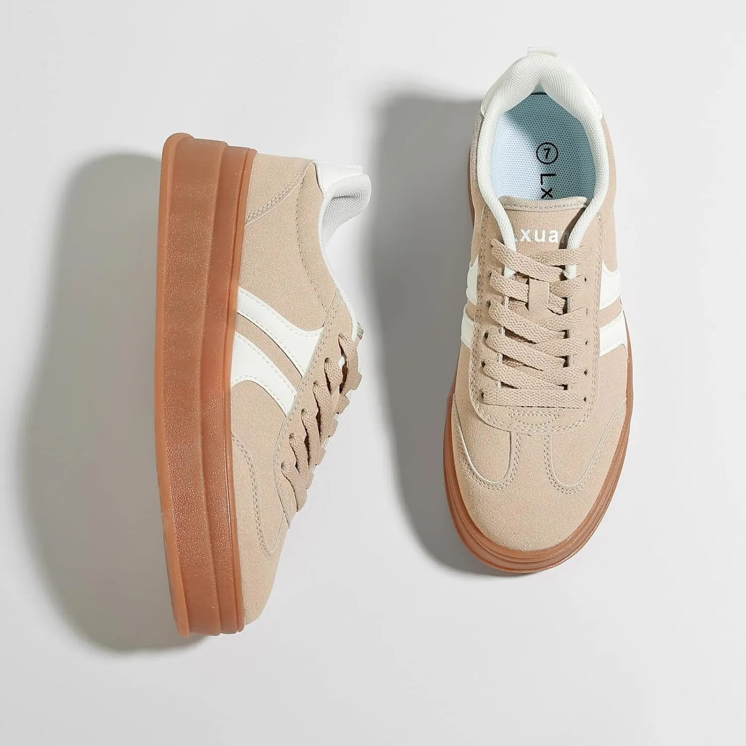 Women's Thick Sole Retro Fashion Sneakers Classic Walking Shoes Thick Rubber Lace-Up Footwear Anti Slip Trainers