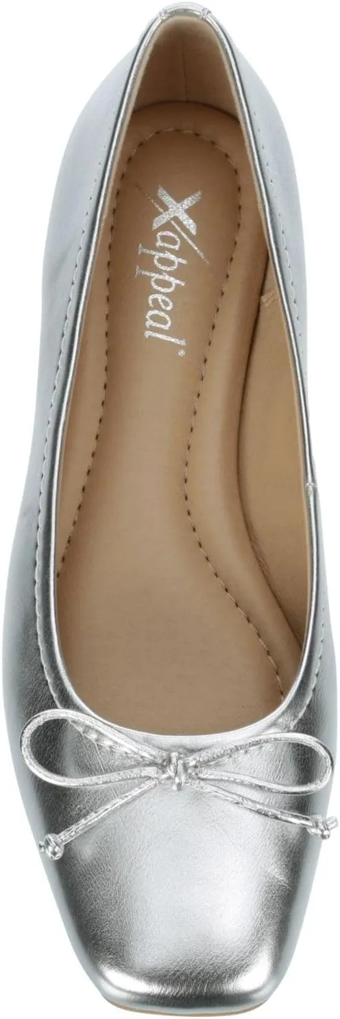 XAPPEAL Avery - Women's Slip-On Square Toe Ballet Flat with Bow