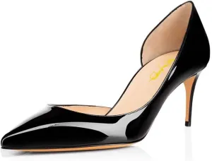 XYD Women D'Orsay Low Heels 2.5 Inch Comfort Slip-on Pointed Toe Sexy Pumps Casual Office Professional Shoes