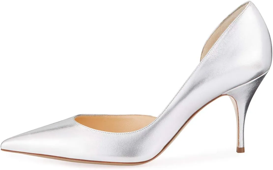 XYD Women D'Orsay Low Heels 2.5 Inch Comfort Slip-on Pointed Toe Sexy Pumps Casual Office Professional Shoes