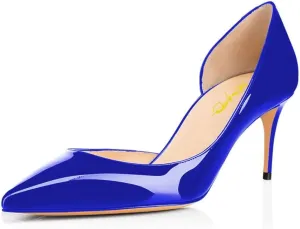 XYD Women D'Orsay Low Heels 2.5 Inch Comfort Slip-on Pointed Toe Sexy Pumps Casual Office Professional Shoes