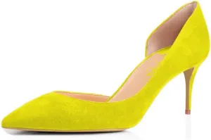 XYD Women D'Orsay Low Heels 2.5 Inch Comfort Slip-on Pointed Toe Sexy Pumps Casual Office Professional Shoes