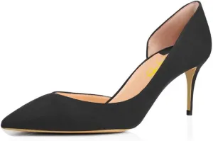 XYD Women D'Orsay Low Heels 2.5 Inch Comfort Slip-on Pointed Toe Sexy Pumps Casual Office Professional Shoes