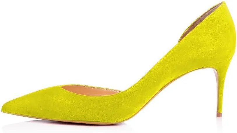 XYD Women D'Orsay Low Heels 2.5 Inch Comfort Slip-on Pointed Toe Sexy Pumps Casual Office Professional Shoes
