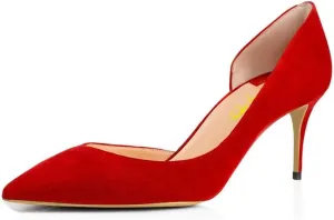 XYD Women D'Orsay Low Heels 2.5 Inch Comfort Slip-on Pointed Toe Sexy Pumps Casual Office Professional Shoes