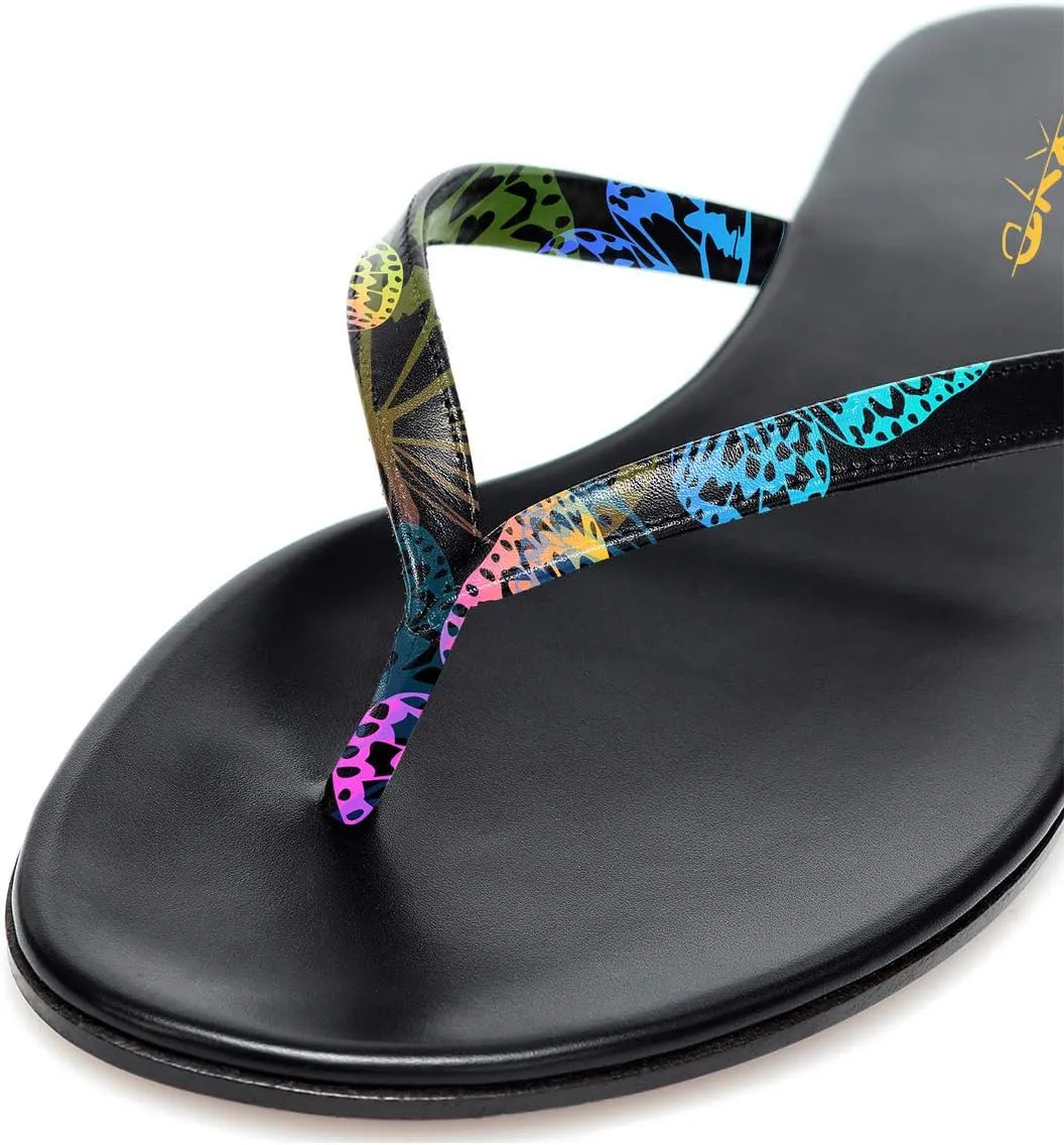 XYD Women Flats Flip Flops Slip On Open Toe Thong Sandals Thin Strap Comfortable Casual Walking Slippers Shoes