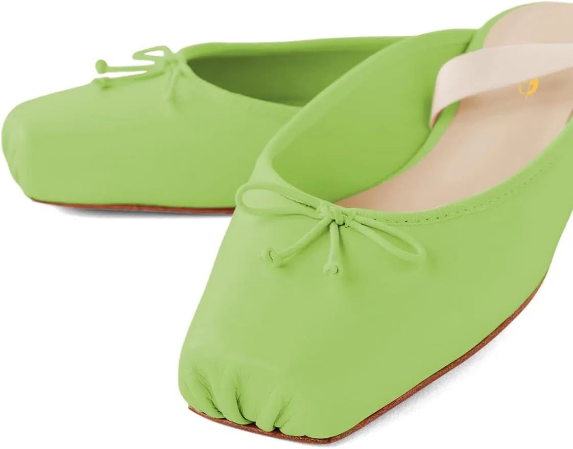 XYD Women Lace Up Ballet Flat Bowknot Closed Square Toe Ankle Wrap Sandals Spring Summer Dress Daily Shoes