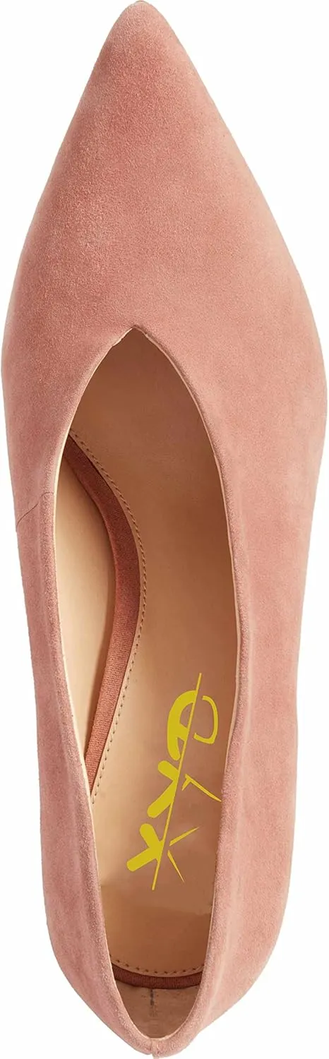 XYD Women's Fashion Suede High Heel Pumps Pointed Toe V Cut Slip On Dress Shoes