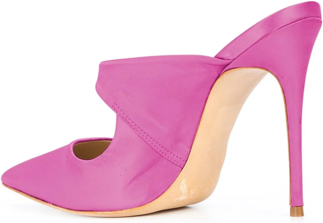 YDN Women's Pointy Toe High Heel Mules Slip on Clogs Stiletto Slide Sandals Shoes