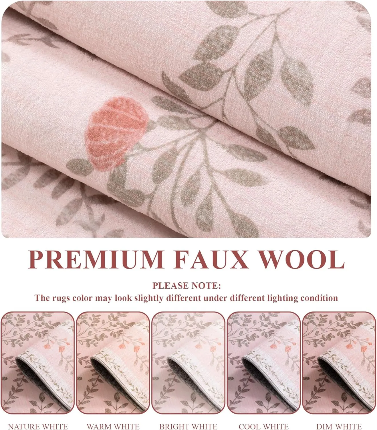 YIHOUSE 5x7 Washable Rug for Bedroom, Pink Floral Rugs for Living Room Non Slip Ultra-Thin Large Boho Rug for Kids Playroom, Classroom, Girls Dorm, Nursery, Pink Multi