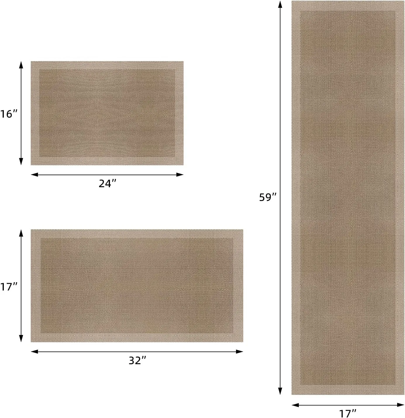 YIHOUSE Ultra Thin Jute Print Bath Mat -59"x 17" Super Absorbent Quick Dry Thin Bathroom Rugs Fit Under Door, Non Slip Rubber Backed Mat Washable Bathroom Floor Mats for Shower Room,Sink