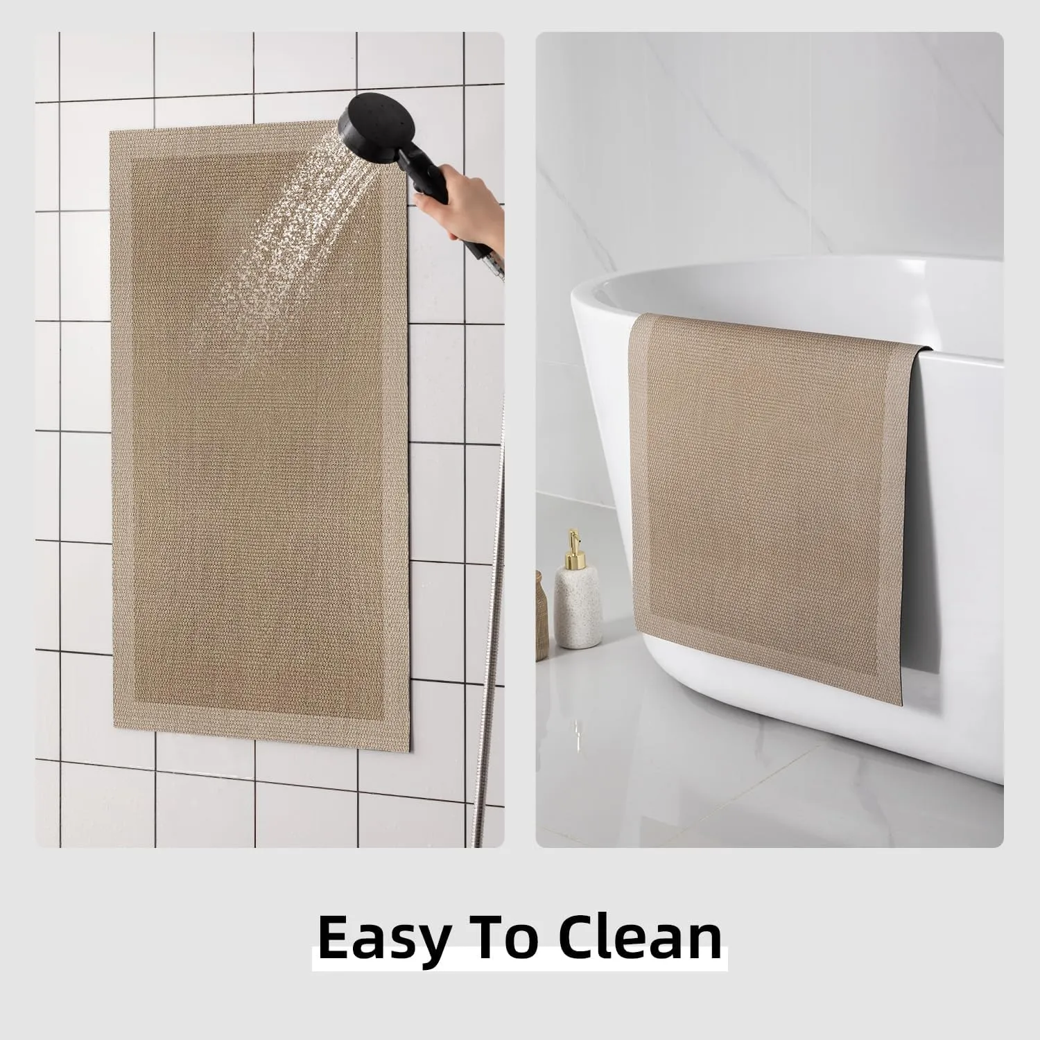 YIHOUSE Ultra Thin Jute Print Bath Mat -59"x 17" Super Absorbent Quick Dry Thin Bathroom Rugs Fit Under Door, Non Slip Rubber Backed Mat Washable Bathroom Floor Mats for Shower Room,Sink