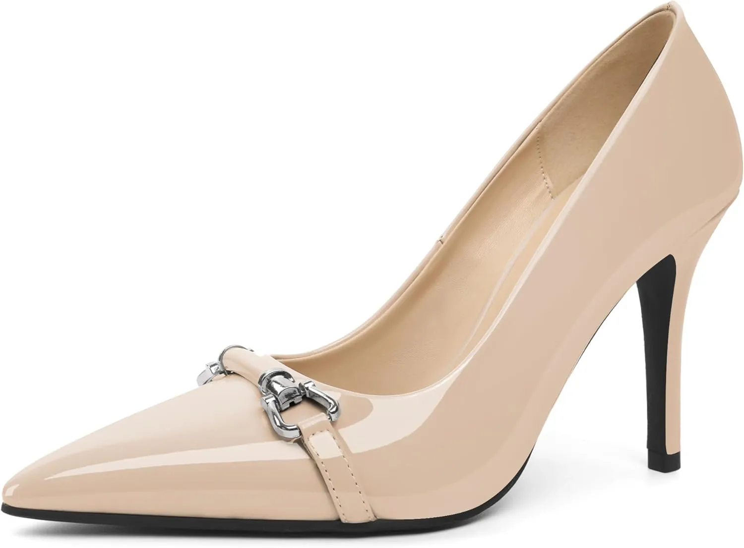 YODEKS Women Stiletto Heel Pumps Slip On 3.5 Inch Closed Pointed Toe Buckle Shoes Dress Parent Size 6-13
